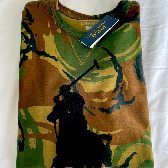 POLO RALPH LAUREN CAMO SWEATSHIRT NEW SMALL MEN